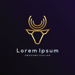 Luxury Deer with gold color logo template