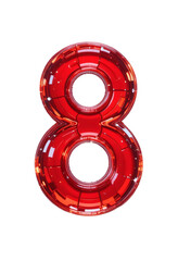 Naklejka premium 2d glossy red crystal text 8 sign. isolated with white background