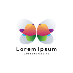 Butterfly gradient logo design colorful