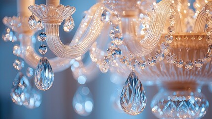 Elegant crystal chandelier details