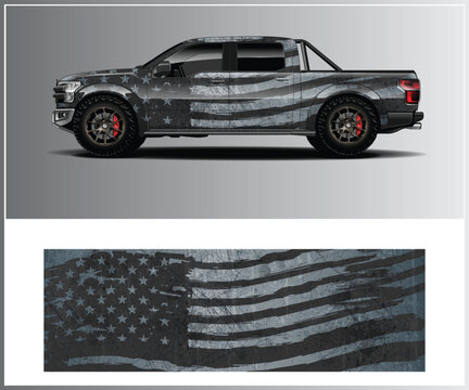 Grunge American Flag Truck Wrap Design graphic design