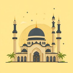 Obraz premium Elegant mosque illustration at sunset