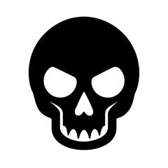 Cartoon Skull Vector Silhouette on White Background