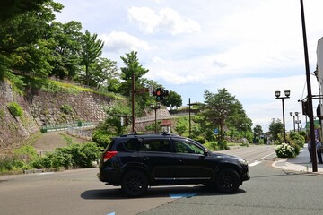 Fototapeta premium June 28, 2025, Morioka, Iwate Prefecture, Japan.The ruins of Morioka Castle and the surrounding area.
