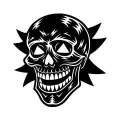Obraz premium Happy Skull Vector Silhouette on White Background