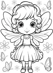 Fairy Coloring Page or Fairy coloring book pages