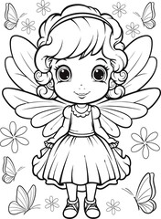 Fairy Coloring Page or Fairy coloring book pages