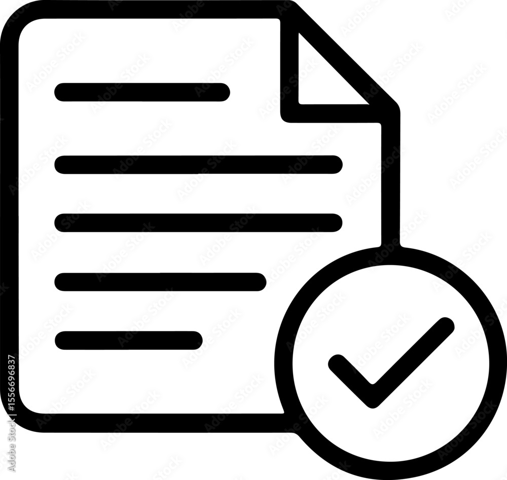 Poster document with checkmark icon symbolizing completion or approval