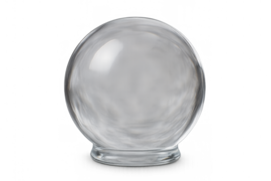 Transparent snow globe standing empty, ready for winter holiday graphic design and custom creative applications