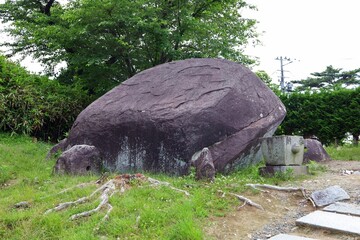 June 28, 2025, Morioka, Iwate Prefecture, Japan.View of Eboshi Rock and the area around Sakurayama Shrine.