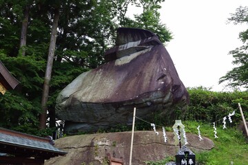 June 28, 2025, Morioka, Iwate Prefecture, Japan.View of Eboshi Rock and the area around Sakurayama Shrine.