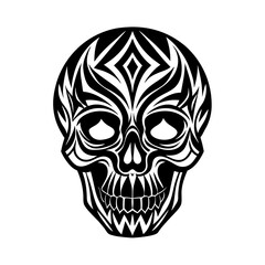 Fototapeta premium Skull with Tribal Face Paint Markings Vector Silhouette