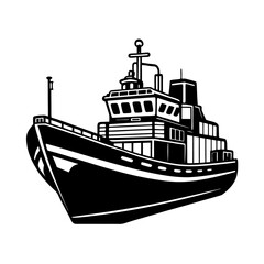 Obraz premium Supply Vessel Vector Silhouette on White Background