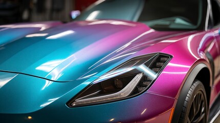 Gradient paint job sports car hood