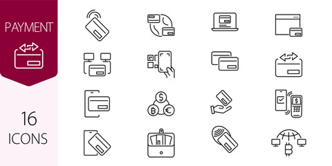 Finance & Payment Icons – Banking, Cash, Credit Card, Wallet, Receipt – Vector Outline Symbols for Apps