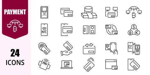 Finance & Payment Icons – Banking, Cash, Credit Card, Wallet, Receipt – Vector Outline Symbols for Apps	