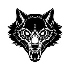 Fototapeta premium Wolf Skull Vector Silhouette on White Background