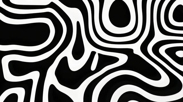 Fractal Wave Swirls Black White Swoosh