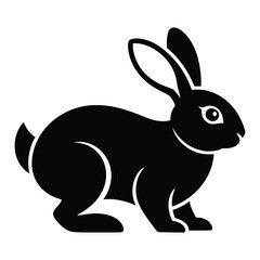 Obraz premium Black Silhouette Rabbit Icon Monochrome Hare Animal Graphic Design Element bunny