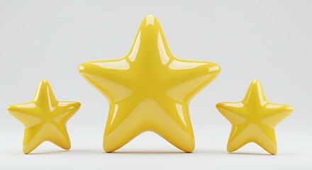 Three Glossy Yellow Stars Ranking System:  A Visual Representation of Rating or Success