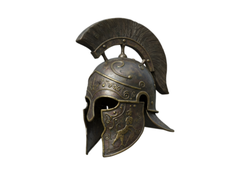 Ancient Greek Helmet Decorated in Bronze