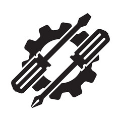 Gear and screwdrivers icon. Mechanical engineering and repair services
