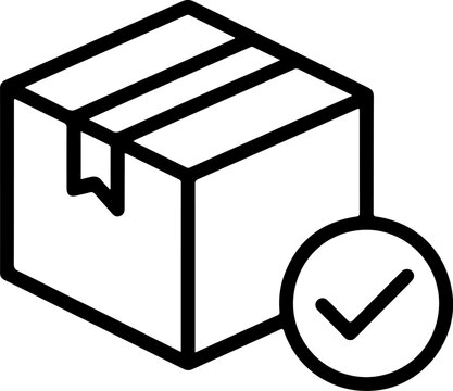 Delivery confirmation icon with a checkmark inside a circle next to a package