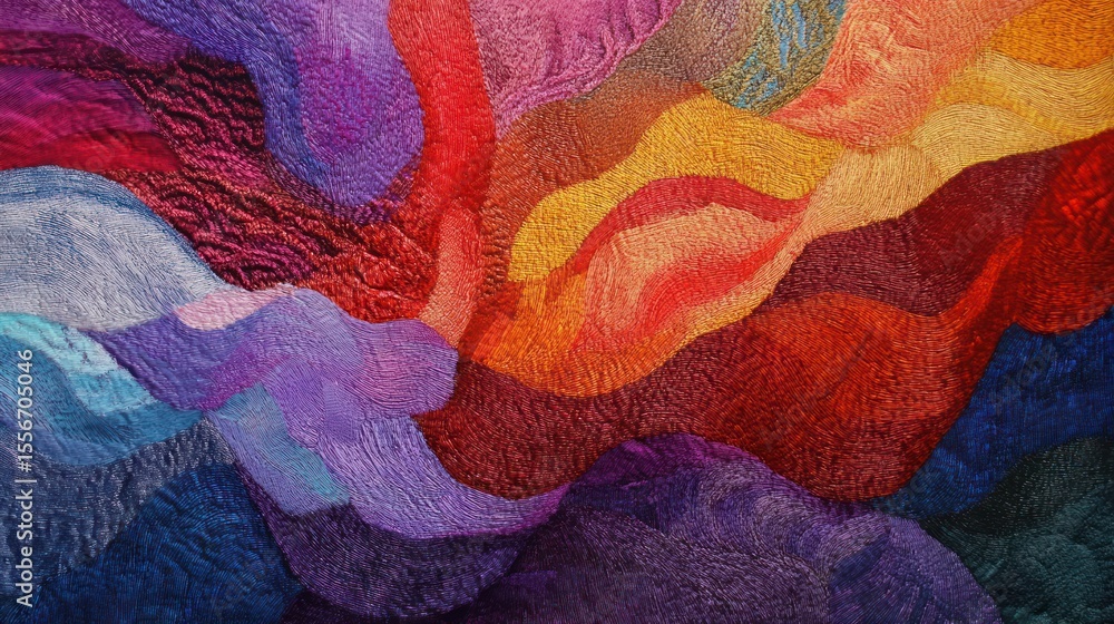 Poster Abstract tapestry of vibrant hues and intricate textures creating a flowing design