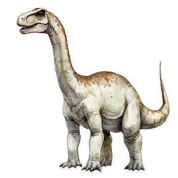 Plateosaurus, watercolor illustration vector, isolated on a white background.