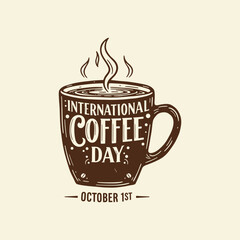 International Coffee Day Typography Set – Vintage Cup Vector Designs
