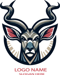 Kudu Head logo vector white background .