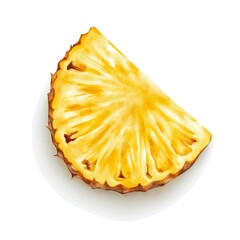 Pineapple Slice, watercolor illustration vector, isolated on a white background.