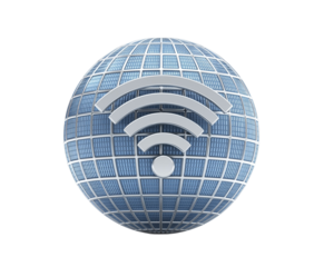Globe with a wifi symbol overlay