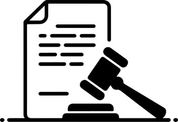 Legal document with a gavel and sound block symbolizing justice and law