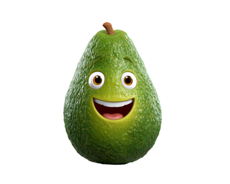 Happy avocado character with smiling face