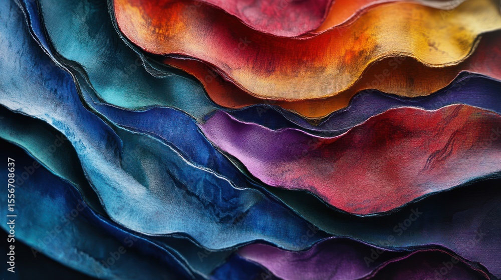 Poster colorful wave layers texture, decorative abstract background with wavy structures