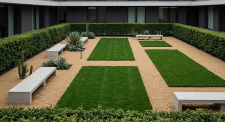 Obraz premium Modern courtyard garden design