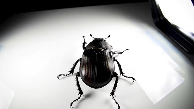 Black Beetle on White Background Studio Shot