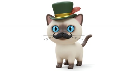 Cartoon cat wearing top hat and mustache