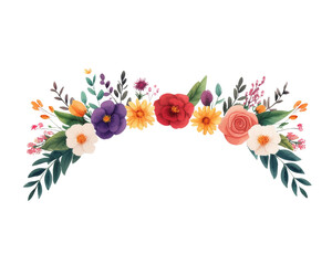 Watercolor icon of a flower crown with wildflowers