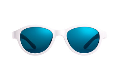 Stylish white sunglasses with blue lenses