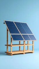 Solar powered house with bamboo shelves in a modern installation for sustainable living
