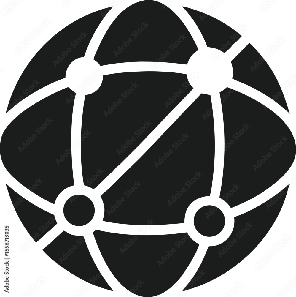 Poster abstract black globe or network sphere design with flowing minimal lines