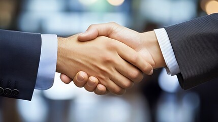 Two men shaking hands in a professional setting, conveying trust and partnership.