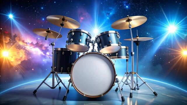Drum set space scene