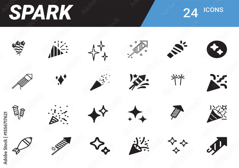 Poster spark icons set: collection of spark related icons for your website design.