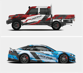 Vehicle Wrap Designs for Pickup Truck and Sports Car
