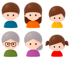 人物　上半身　アイコン　セット