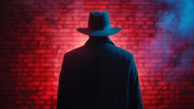 A shadowy spy lurking in a dark alleyway