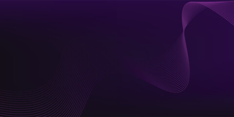 Abstract glowing neon blue and pink wave light lines on dark purple background.